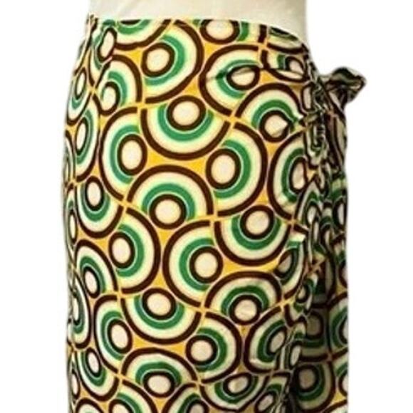 Zara Pareo Sarong Wrap Skirt Front Knot Self Closure Lightweight M Green Yellow - Picture 8 of 16